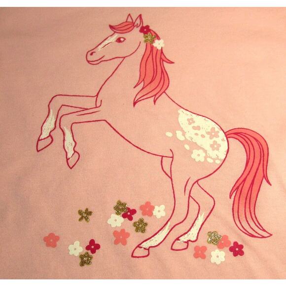 Cat & Jack Toddler Girl's T-Shirt Size 3T Pink Horse Graphic Short Sleeve Cotton - Picture 3 of 5